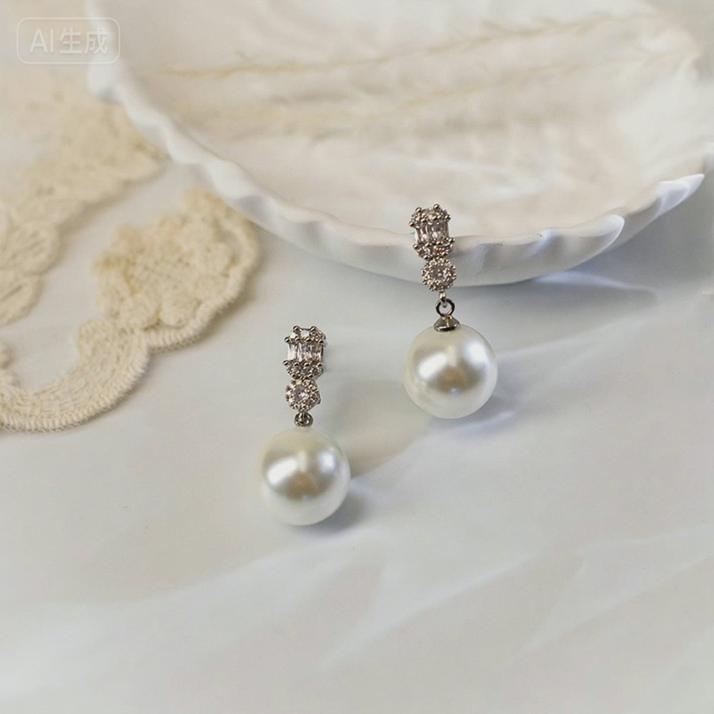 Elegant Pearl Drop Earrings with Sparkling Accents: Perfect Bridal or Formal Accessory!